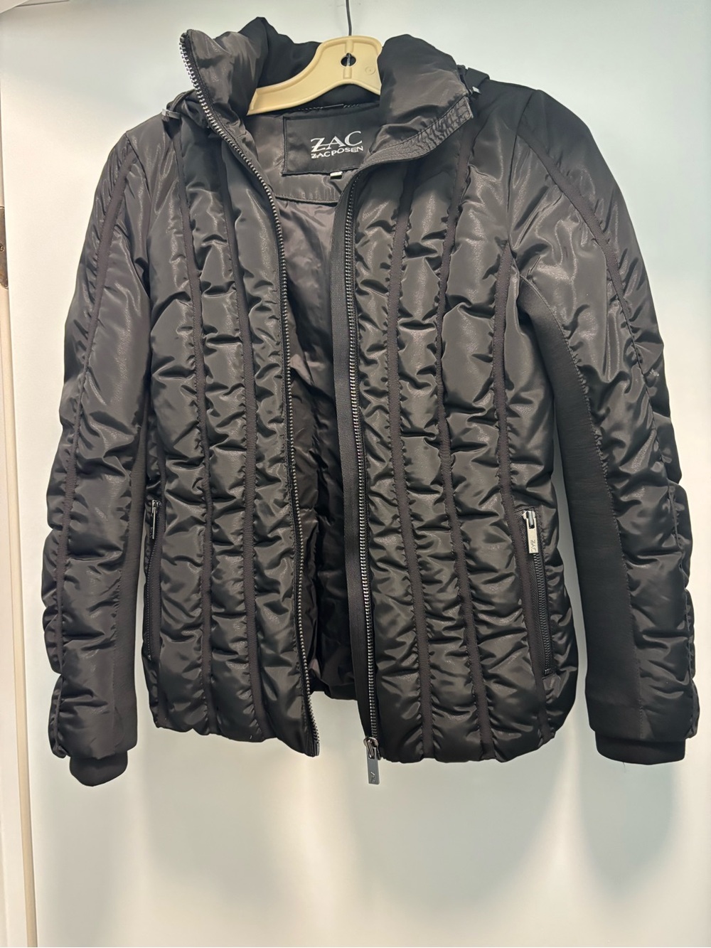 ZAC Zac Posen Black Insulated Jacket with Hood